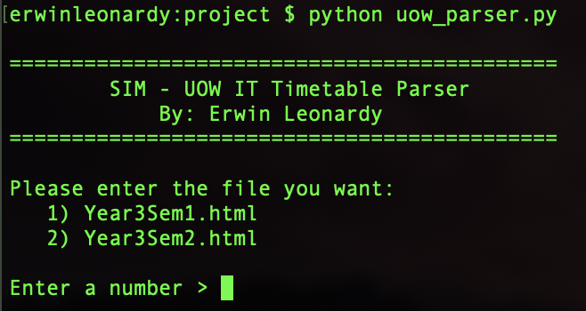 Screenshot of a terminal output