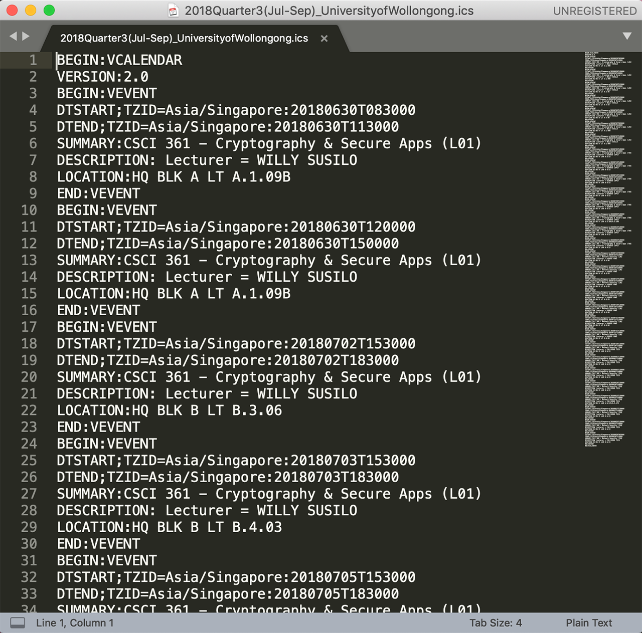 Screenshot of a terminal output